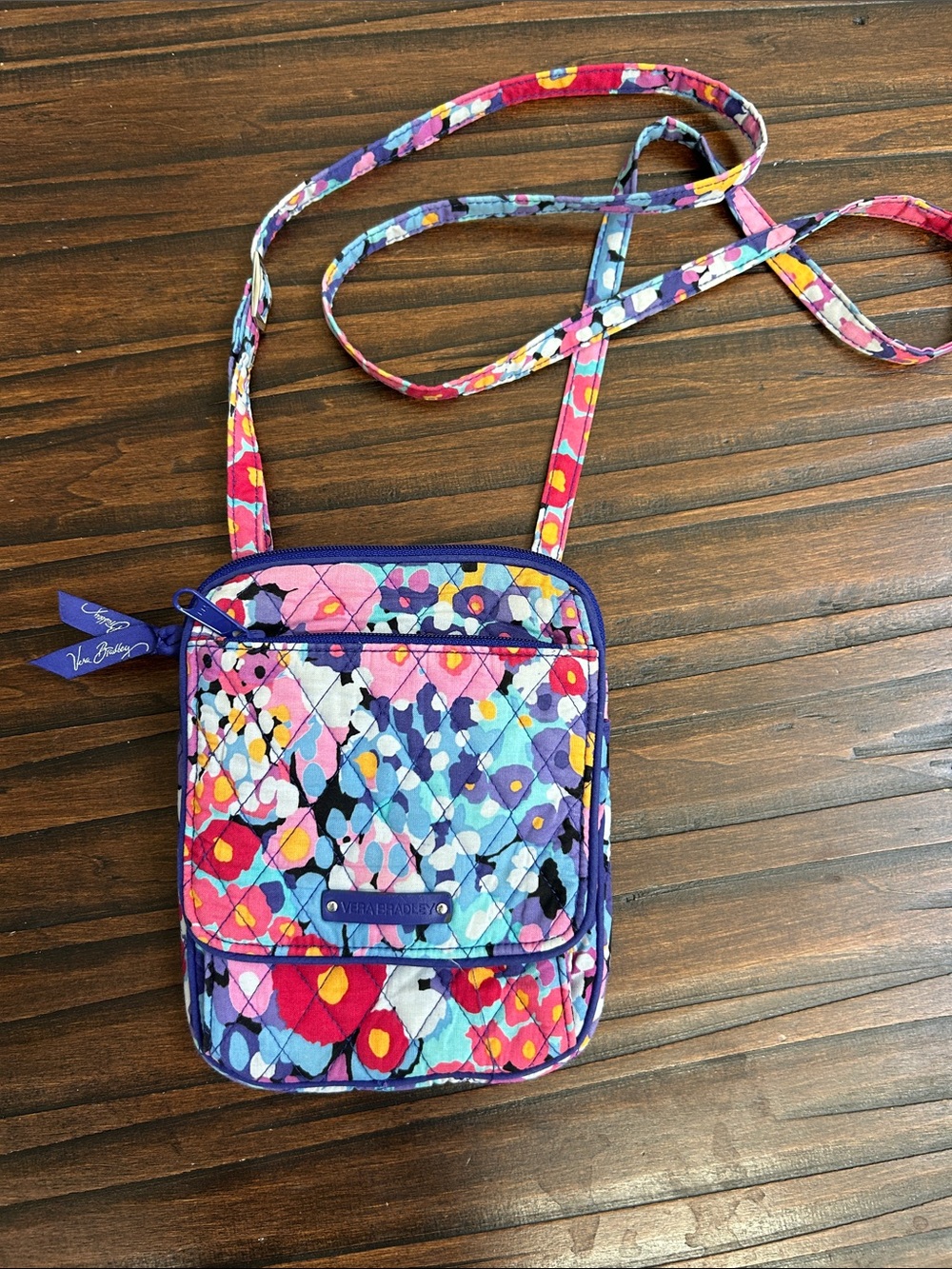 Vera Bradley Quilted Floral Crossbody in Purple, Pink, Blue & Yellow